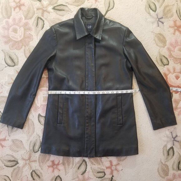 Gap Black Leather Jacket w/ Reversible Zipper and Quilted Lining - Picture 11 of 16